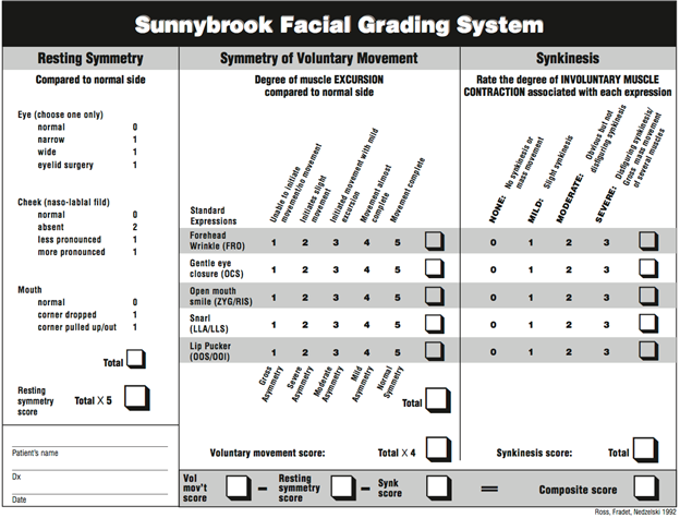 Sunnybrook facial grading system
