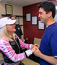 Mary Jo meeting with Dr. Azizzadeh